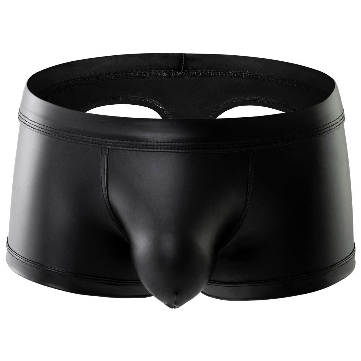 Patent leather open-back large pouch boxer briefs